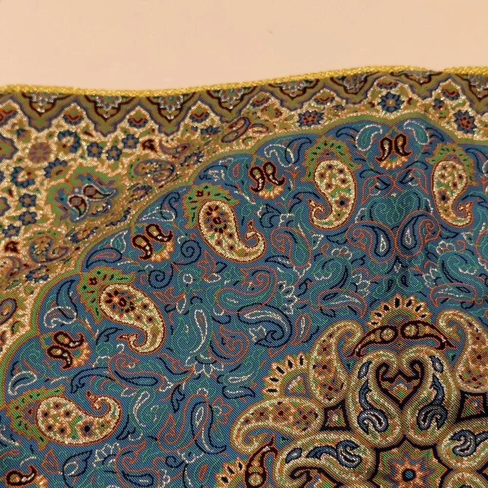Blue Gold Beige Paisley Square Pillow Sham, Standard Square 18x18 set of two